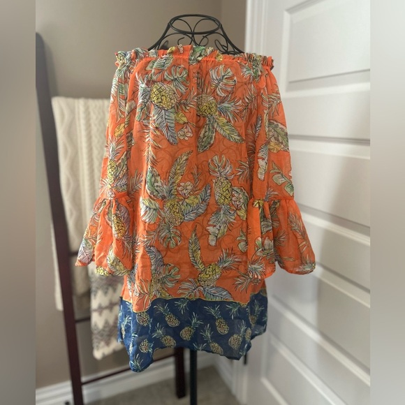 NEW Beachlunchlounge Tropical Sheer Flutter Sleeve Tunic Beach - Picture 7 of 7